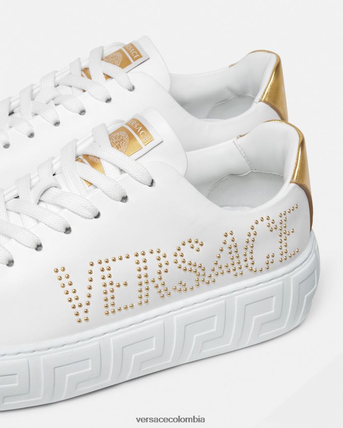 mujer zapatillas con greca diosa Versace blanco 2RP40F510 zapato