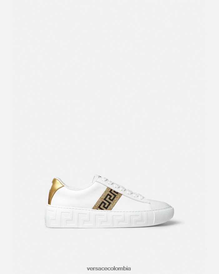 mujer zapatillas con grecas Versace Oro blanco 2RP40F501 zapato