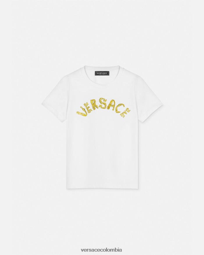 niños camiseta con logo Versace Oro blanco 2RP40F1933 ropa