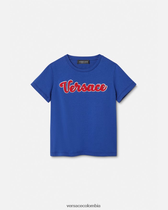 niños camiseta con logo universitario Versace azul 2RP40F2132 ropa