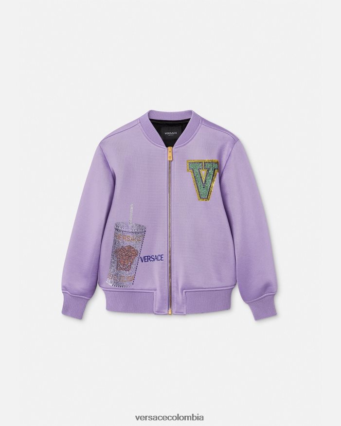 niños chaqueta bomber con logo Versace lila 2RP40F2016 ropa