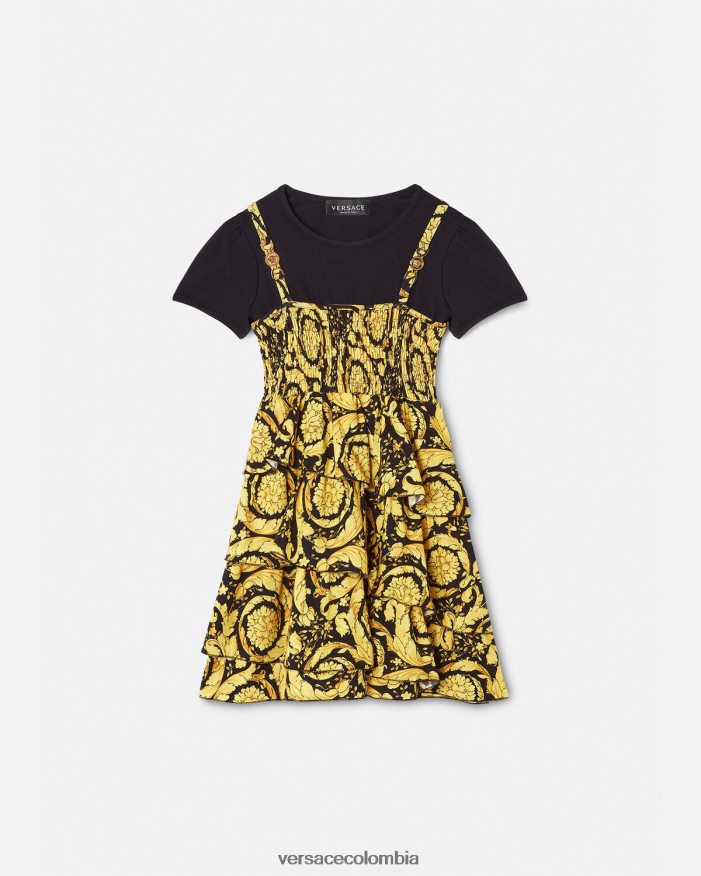 niños vestido barroco con volantes Versace negro 2RP40F1987 ropa