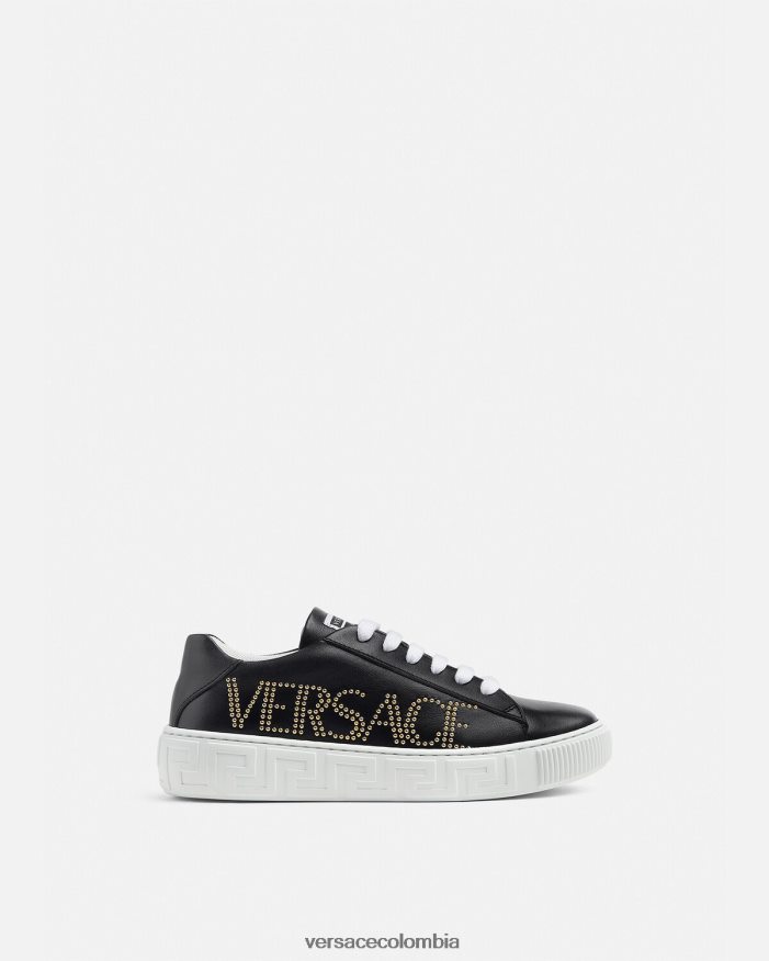 niños zapatillas con logo Greca Versace negro 2RP40F2037 zapato